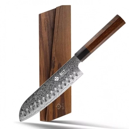 BGT 7 inch Santoku Knife, Japanese Sharp Chef Knife, Japanese VG10 67 layer Damascus Steel Kitchen Knife with Ebony Wood Handle and Gift Box