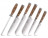 BGT Japanese 67 Layer High Grade VG-10 Super Damascus Steel Knives, Sharp, Teak Handle Professional Hammered Kitchen Knife Set with Knife Roll Bag 6Pcs Set (Silver Blade) BGT Japanese 67 Layer High Grade VG-10 Super Damascus Steel Knives, Sharp, Teak Handle Professional Hammered Kitchen Knife Set with Knife Roll Bag 6Pcs Set (Silver Blade)