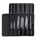 BGT Japanese 67 Layer High Grade VG-10 Super Damascus Steel Knives, Sharp, Teak Handle Professional Hammered Kitchen Knife Set with Knife Roll Bag 6Pcs Set (Silver Blade) (3)