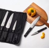 BGT Kitchen Knife Set, 5pcs Professional Chef Knife Set with Bag, Stonewashed Swedish Sandvik 12C27 Steel Kitchen Knife Set with G10 Handle (2)